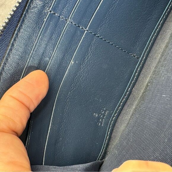 Gucci Marmont Torchon Diagonal Quilted Navy Leather Wallet - Picture 14 of 14